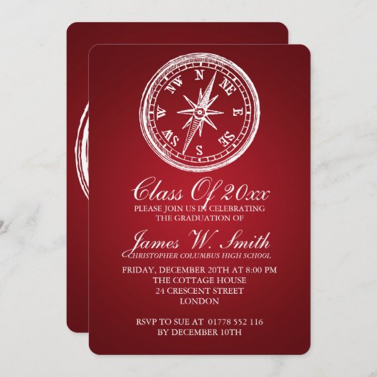 Afstuderen  Compass Red Kaart (Voorkant / Achterkant)