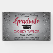 Afstuderen Confetti geborsteld Roestvrij rood en z Spandoek (Horizontaal)