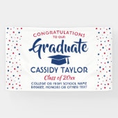 Afstuderen Confetti Modern Red White en Blue Spandoek (Horizontaal)