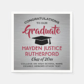 Afstuderen congraten geborsteld zilver grijs rood  servet (Voorkant)