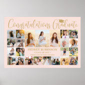 Afstuderen Congrats 23 Photo Collage Blush & Gold Poster (Voorkant)