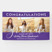 Afstuderen Congrats 3 Fotocollage Paarse & Wit Spandoek (Horizontaal)