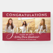 Afstuderen Congrats 3 Photo Collage Rood en Wit Spandoek (Horizontaal)