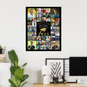 Afstuderen Congrats 42 Fotocollage Zwart Goud Poster (Thuiskantoor)