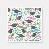 Afstuderen Congrats Champagne Confetti Kleurrijk Servet (Voorkant)