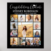 Afstuderen Congrats Fotocollage Modern Zwart Poster (Voorkant)
