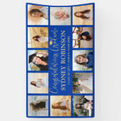 Afstuderen Congrats Fotocollage Royal Blue Gold Spandoek (Verticaal)