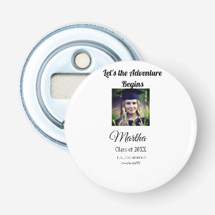 Afstuderen Congrats Naam toevoegen Foto Stad Datum Button Flesopener