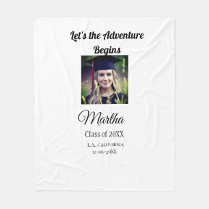 Afstuderen Congrats Naam toevoegen Foto Stad Datum Fleece Deken