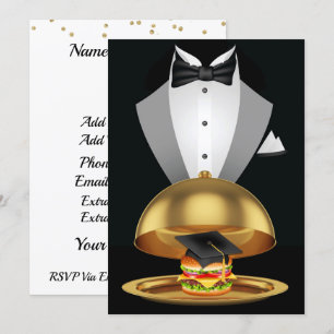 Afstuderen Cookout Tuxedo Hamburger Invitation Kaart