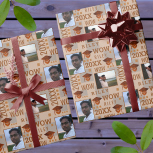 Afstuderen Copper Cute Wow Afstuderen 2 Foto Cadeaupapier