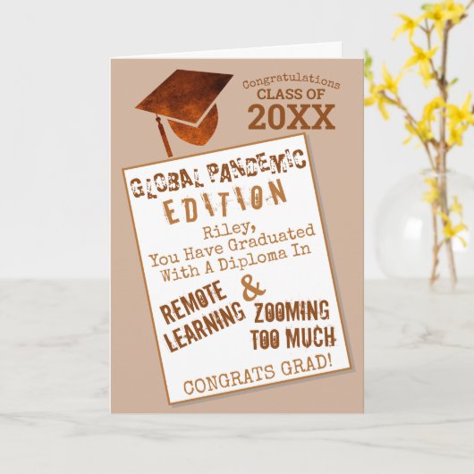 Afstuderen Copper Global Pandemic Funny Afstuderen Kaart (Gele Bloem)