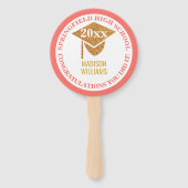 Afstuderen Coral Pink Gold Foto gefeliciteerd Handwaaier (Voorkant)