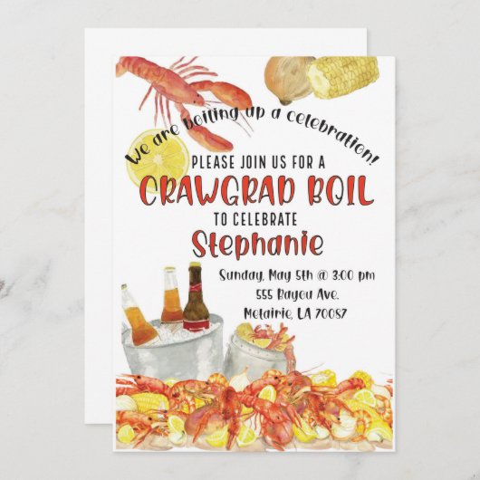 Afstuderen Crawfish Boil Kaart (Voorkant / Achterkant)