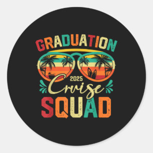 Afstuderen Cruise Squad 2025 Funny Cruising Vacati Ronde Sticker