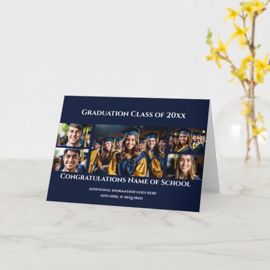 Afstuderen Custom 5 fotocollage met tekst afstudee Kaart (Gele Bloem)