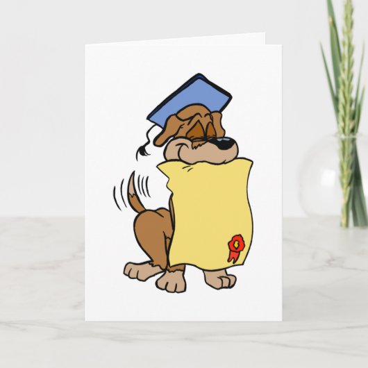 Afstuderen Cute Puppy Dog Holds Diploma Blank Kaart (Voorkant)