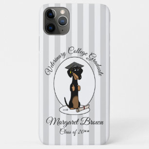 Afstuderen Dachshund Dog (zwart-wit) Cute iPhone 11 Pro Max Hoesje