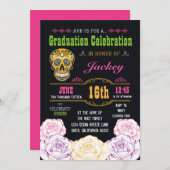 Afstuderen Dag van de Dode Suiker Schedel Uitnodig Kaart (Voorkant / Achterkant)