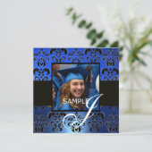 AFSTUDEREN DAMASKMONOGRAM, blauw wit zwart Kaart (Staand voorkant)