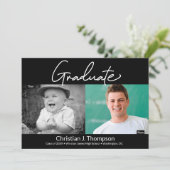 Afstuderen dan en nu middelbaar Afstudeerder foto Aankondiging (Staand voorkant)