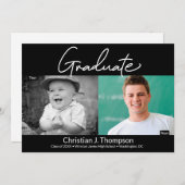 Afstuderen dan en nu middelbaar Afstudeerder foto Aankondiging (Voorkant / Achterkant)