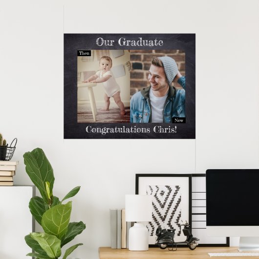 Afstuderen dan en nu Partij Gepersonaliseerd Poster (Thuiskantoor)