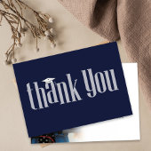 Afstuderen Dank u Foto Navy Blue Modern Elegant Bedankkaart