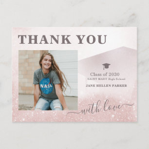 Afstuderen dank u girale rosegold PHOTO-briefkaart Briefkaart
