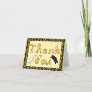 Afstuderen Dank u Glitter Fabric Font Damask Bedankkaart