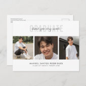 Afstuderen dank u minimalistische 3 fotocollage briefkaart (Voorkant / Achterkant)