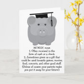 Afstuderen Dank u Wenskaart Piggie Bank Kaart (Gele Bloem)