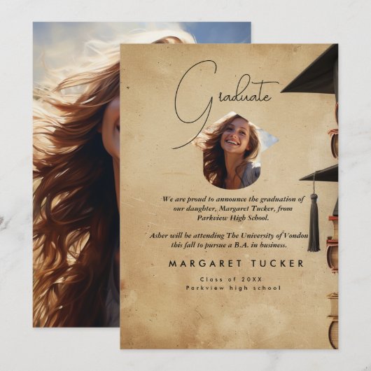Afstuderen Daughter I Rustic Aankondiging (Voorkant / Achterkant)