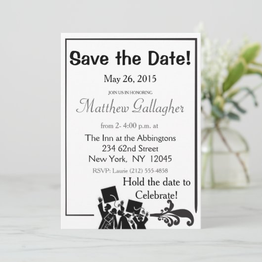 Afstuderen De datum opslaan Save The Date (Staand voorkant)