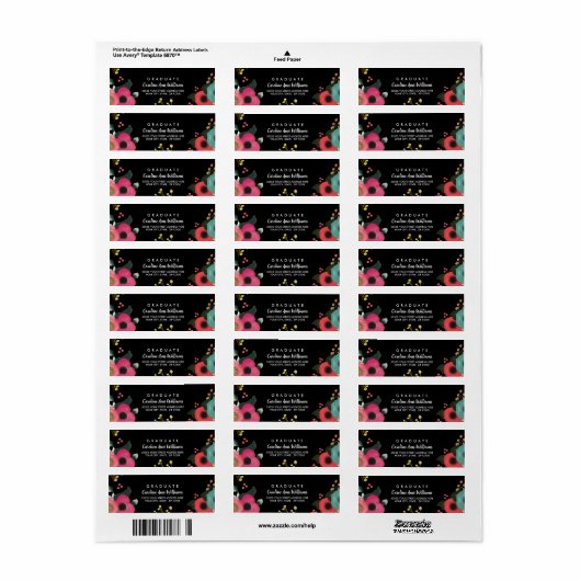 Afstuderen de Moderne Etiketten van het Adres van  (Full Sheet)