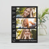 Afstuderen de Moderne Minimale Driefoto QR-code Kaart (Staand voorkant)