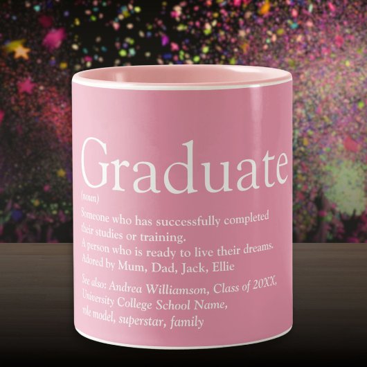 Afstuderen Definitie Modern Fun Girly Pink Tweekleurige Koffiemok