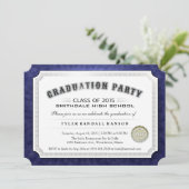 afstuderen Diploma Navy Blue & White Invite 2015 Kaart (Staand voorkant)