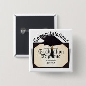 Afstuderen Diploma Vierkante Button 5,1 Cm (Voorkant /achterkant)