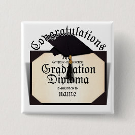 Afstuderen Diploma Vierkante Button 5,1 Cm