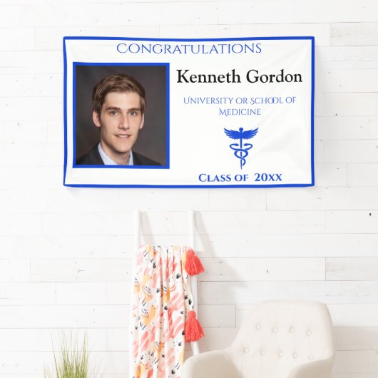 Afstuderen Doctor Caduceus Paarse NYU University Spandoek (Insitu)