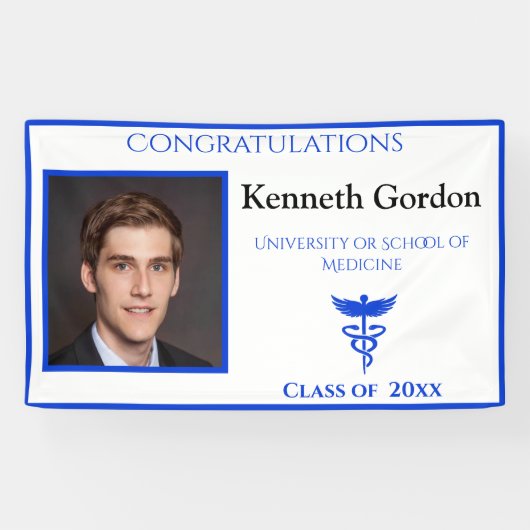 Afstuderen Doctor Caduceus Paarse NYU University Spandoek (Horizontaal)