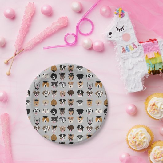 Afstuderen Dog Face Papieren Bordje (Feest)