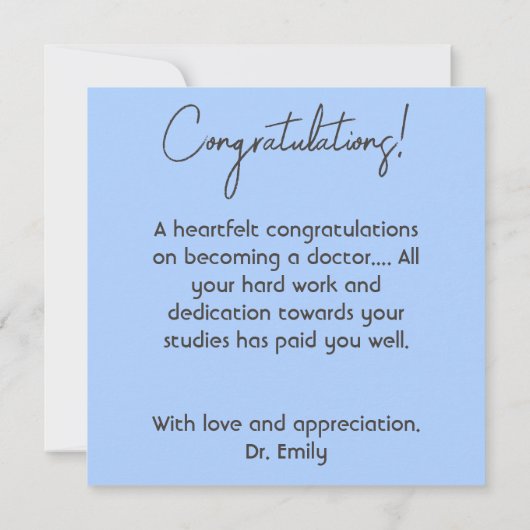 Afstuderen dokter Miss Mrs Dr. Eigenlijk grappig Kaart (Achterkant)