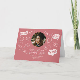 Afstuderen Doodle met Afstuderen foto Blush Pink Bedankkaart