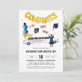 Afstuderen door paradepartij | Witte Limo Kaart (Staand voorkant)