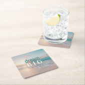 Afstuderen Dream Big Beach foto Positivity Vierkante Kartonnen Onderzetter (Insitu)