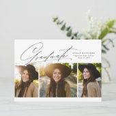 Afstuderen drie foto's eenvoudig modern afstuderen kaart (Staand voorkant)