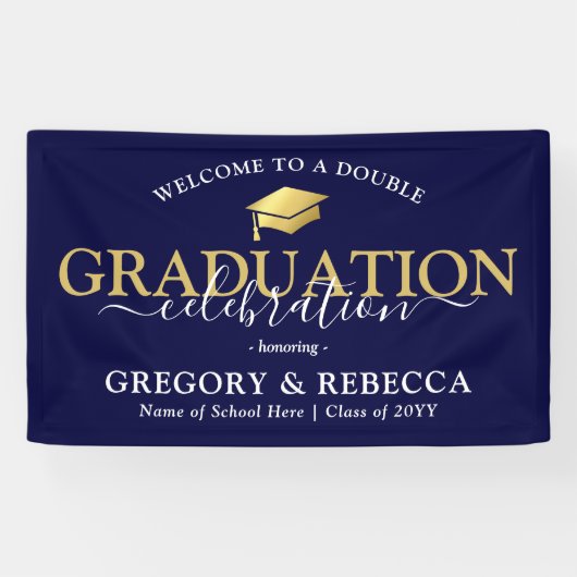 Afstuderen dubbele feestdag spandoek (Horizontaal)
