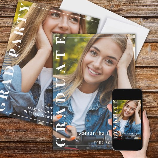 Afstuderen Eenvoudig Fotosjabloon Minimalistisch V Kaart